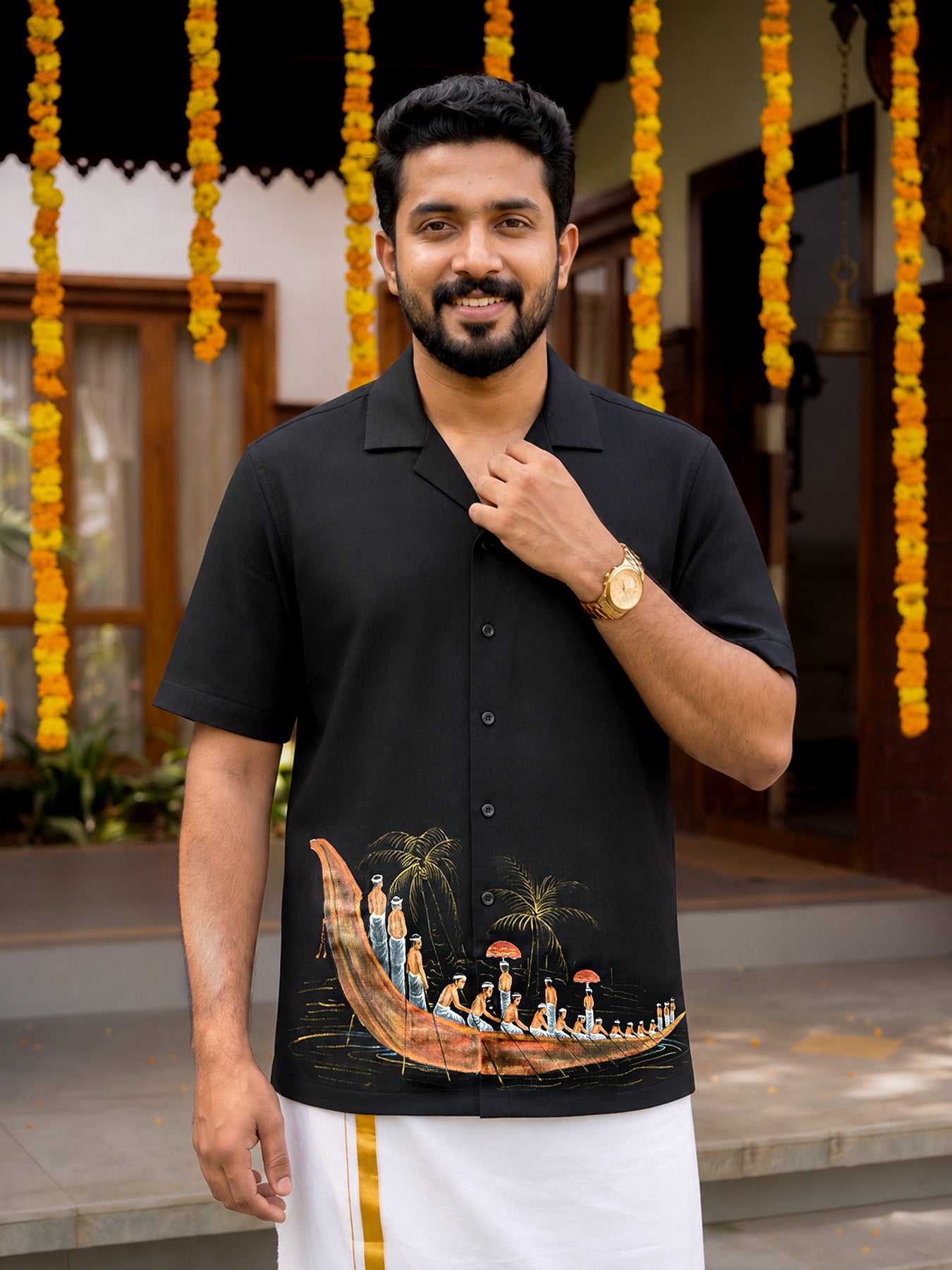 Hand-Painted Vallam Kali Shirt