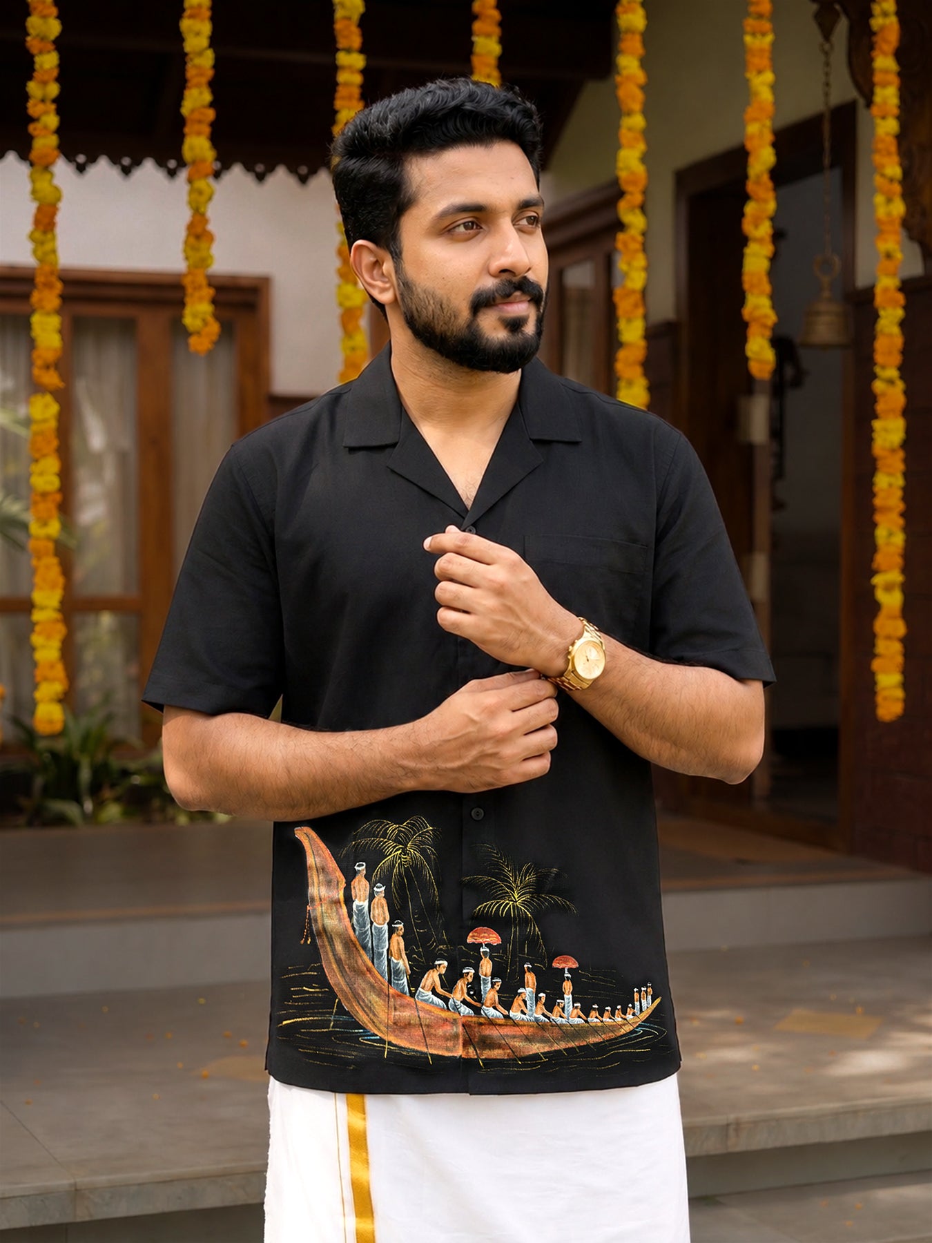 Hand-Painted Vallam Kali Shirt