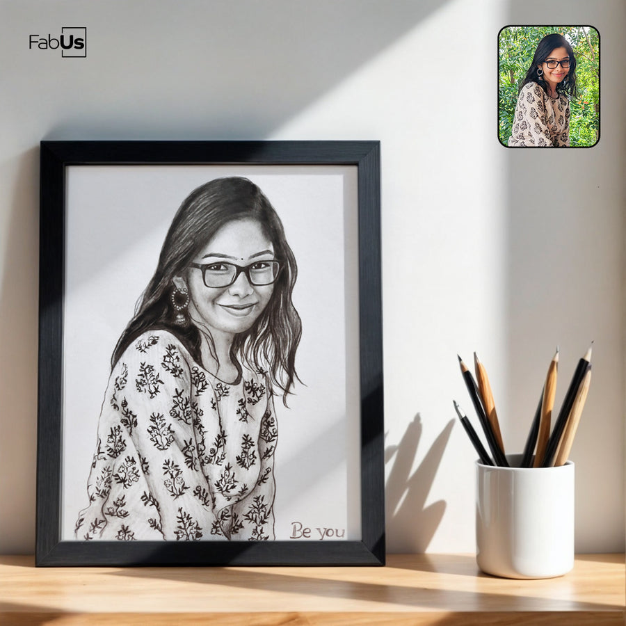 Portrait Using A Frame Handmade Portraits Painting | Handmade Sketch | Fabus Frames