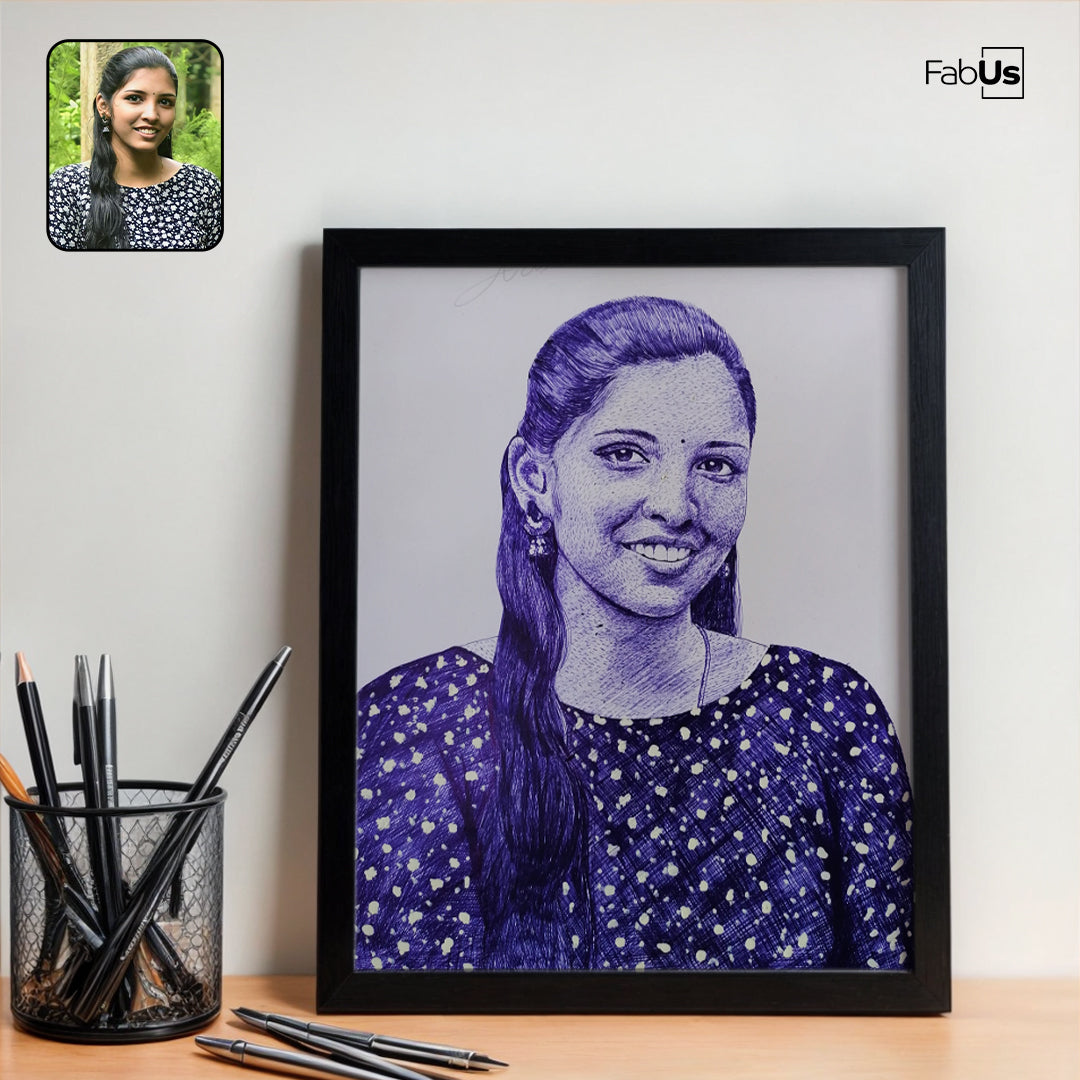 Portrait Made of Ball Pen from Photos