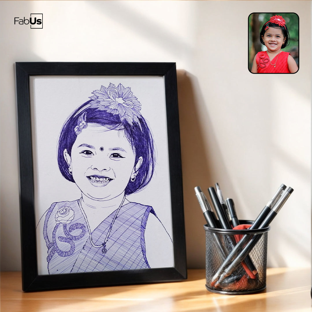 Portrait Made of Ball Pen from Photos