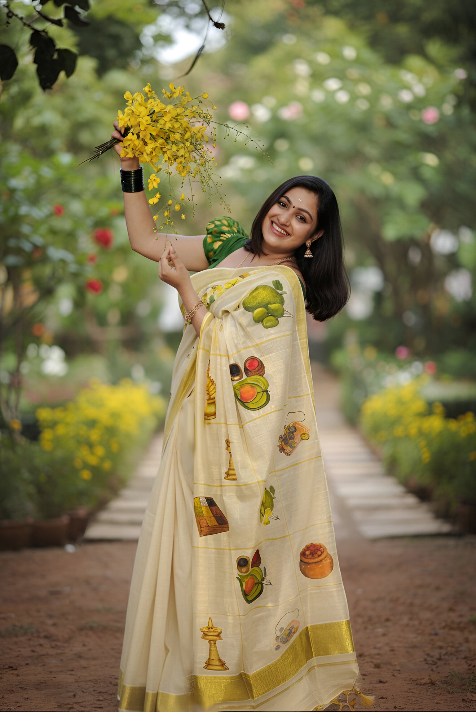 Kani Hand Painted Kerala Saree