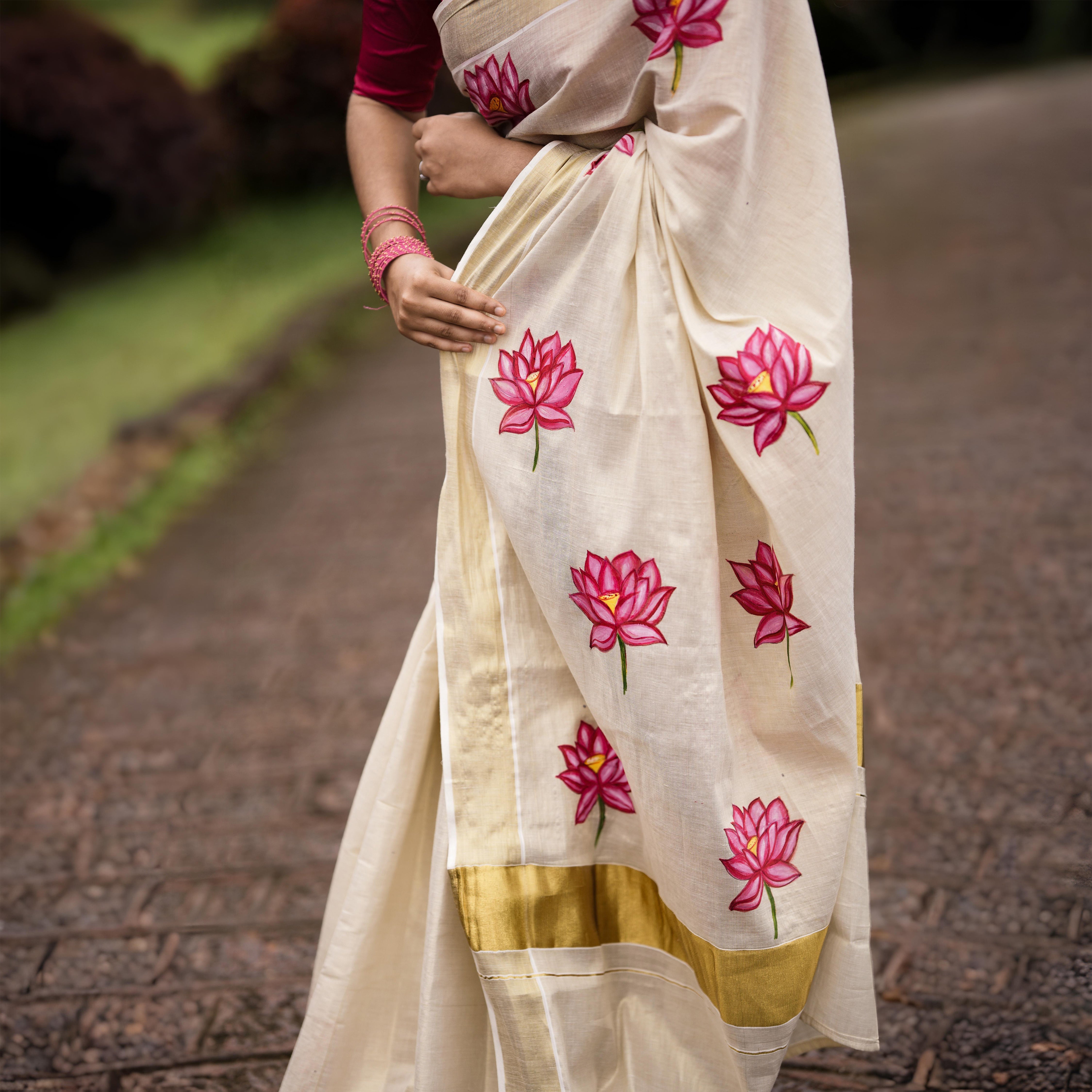 Pink Lotus Saree