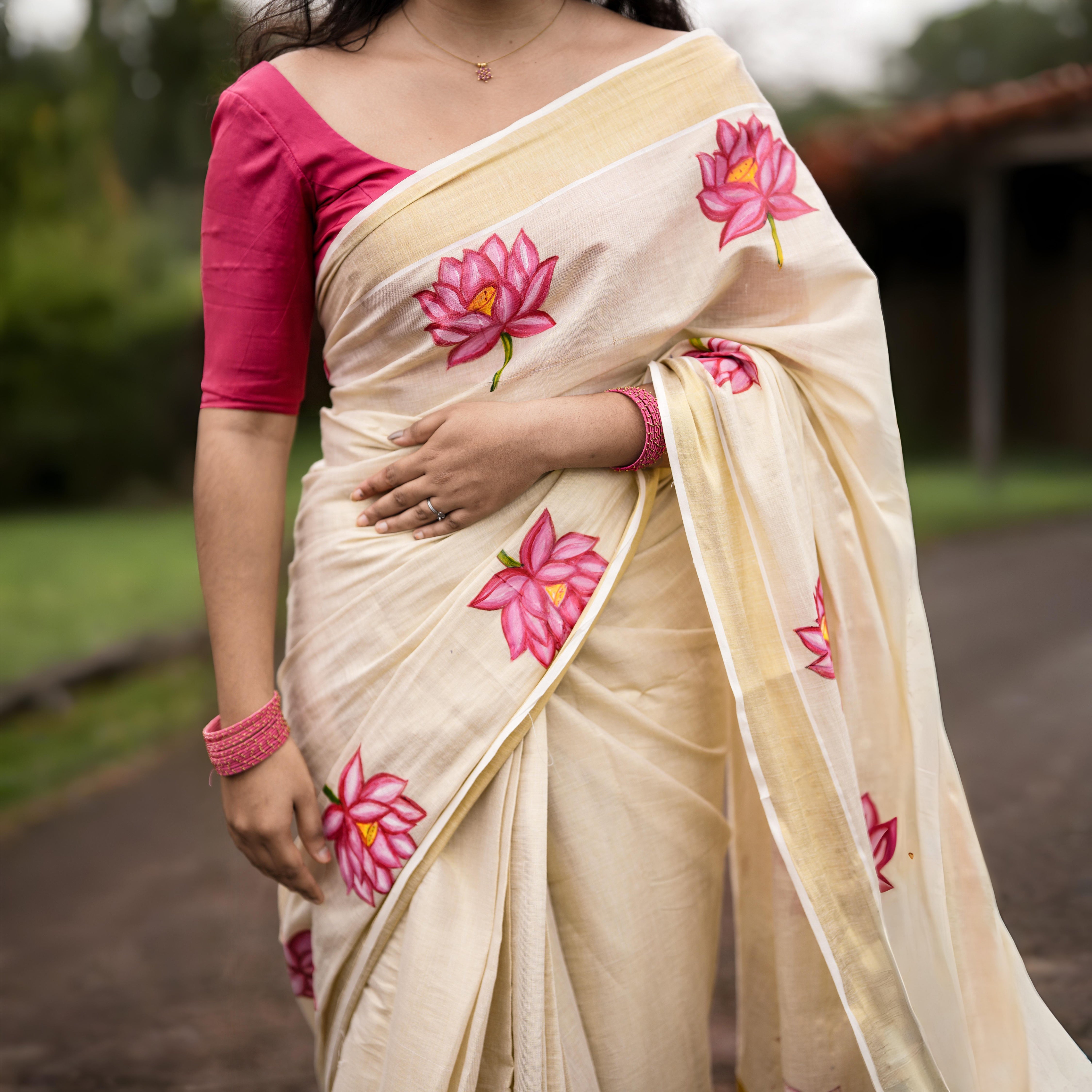 Pink Lotus Saree